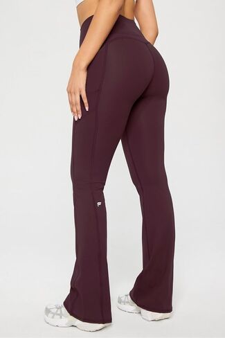 Fabletics Women's Oasis PureLuxe High-Waisted Pocketed Kick Flare, XL/Regular, Oxblood in Saudi Arabia