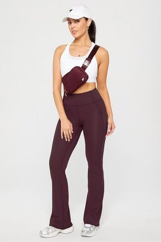 Fabletics Women's Oasis PureLuxe High-Waisted Pocketed Kick Flare, XL/Regular, Oxblood in Saudi Arabia