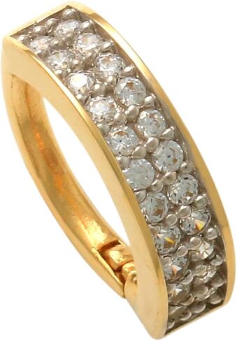 ANYGOLDS 14K Real Solid Gold Cubic Zirconia Hoop Earring – 16gauge Hinged Segment Ring for Multiple Piercings – Clicker Body Piercing Jewelry in Yellow, Rose, or White Gold – Sold as a Single in Kuwait