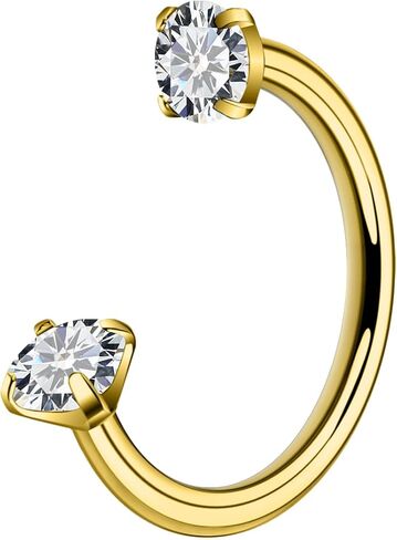 Lcolyoli G23 Titanium Horseshoe Nose Ring 18G 20G Internally Threaded Nose Rings For Women Double Cubic Zirconia Nostril Piercing Jewelry in Saudi Arabia