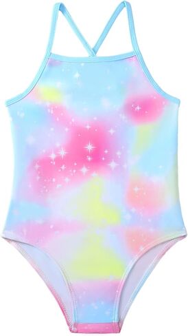 Girls One Piece Swimsuits Cross Shoulder Adjustable Strap Bathing Suits Kid Summer Beach Swimwear 4-8 Years in Saudi Arabia