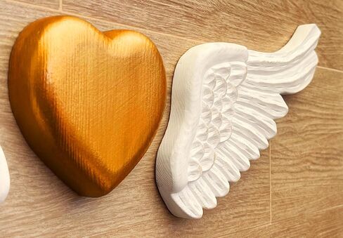 Bimodal Handmade Wooden Wall Art – Gold Heart & Wings – Elegant Rustic Home Decor for Bedroom, Living Room, Kitchen, or Terrace – Great for Weddings, Anniversaries & Gifts for Her – 30" Wide. in Saudi Arabia