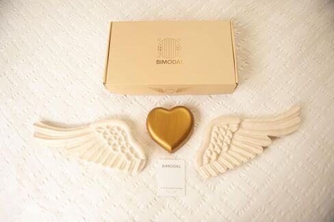 Bimodal Handmade Wooden Wall Art – Gold Heart & Wings – Elegant Rustic Home Decor for Bedroom, Living Room, Kitchen, or Terrace – Great for Weddings, Anniversaries & Gifts for Her – 30" Wide. in Saudi Arabia