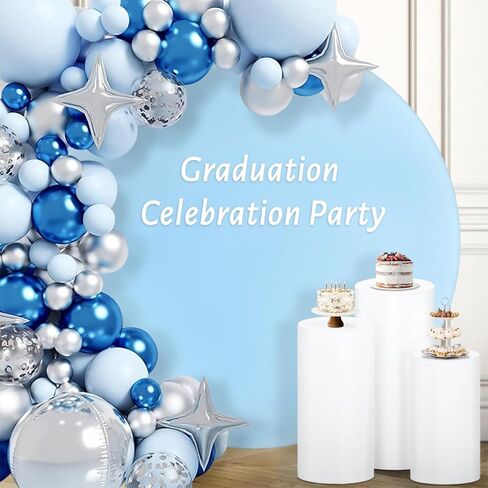 أغطية حامل بقاعدة أسطوانية بيضاء 3 قطع - غطاء أسطواني من الألياف اللدنة لحوامل الأسطوانات لأغطية الحفلات، حامل بقاعدة أسطوانة مناسبة وحامل أسطواني أبيض للحفلات (الحوامل غير متضمنة) in Kuwait