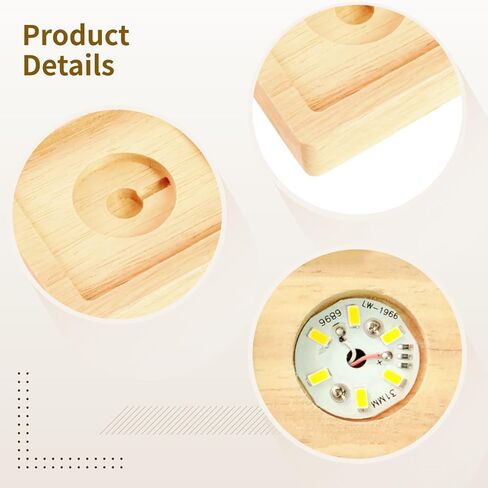 4 قطع قواعد إضاءة LED مربعة مع حوامل خشبية، تعمل بمنفذ USB، 6 مصابيح LED، ضوء عرض كريستال ثلاثي الأبعاد، توهج دافئ، مجموعة للأكريليك والزجاج وفن الراتنج، مع مفتاح in Kuwait