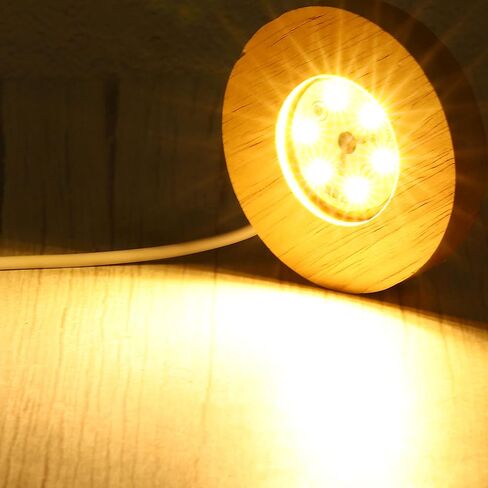Wooden LED Light Base Stand, Round Wooden 2.56" Dia Warm White Lights Display Pedestals for Crystal Glass Art Decorations, Wood Color in Saudi Arabia