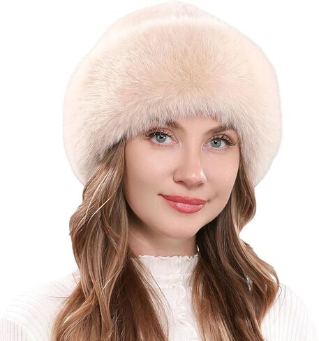 Harssidanzar Women's Faux Fur Hat Fluffy Bucket Hat CL602US in Saudi Arabia