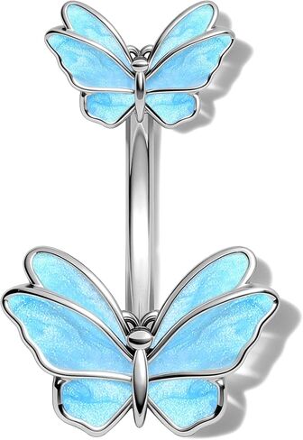 اليهودي فراشة زر البطن الدائري 14 جرام حلقات البطن للنساء الجراحية الصلب زر البطن ثقب الذهب حلقات زر البطن البطن ثقب المجوهرات in Kuwait