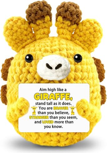 Giraffe Gifts for Women Men Emotional Crochet Support Giraffe Stuffed Animal Positive Crochet Giraffes Plush Gifts Christmas Stocking Stuffers for Women Inspirational Birthday Desk Decor in Saudi Arabia