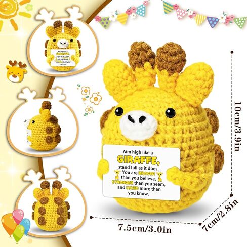 Giraffe Gifts for Women Men Emotional Crochet Support Giraffe Stuffed Animal Positive Crochet Giraffes Plush Gifts Christmas Stocking Stuffers for Women Inspirational Birthday Desk Decor in Saudi Arabia