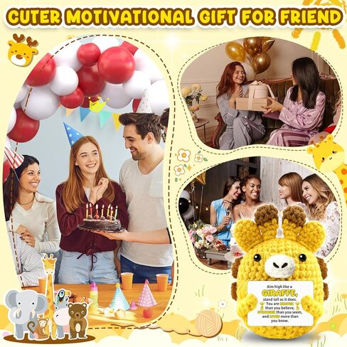 Giraffe Gifts for Women Men Emotional Crochet Support Giraffe Stuffed Animal Positive Crochet Giraffes Plush Gifts Christmas Stocking Stuffers for Women Inspirational Birthday Desk Decor in Saudi Arabia