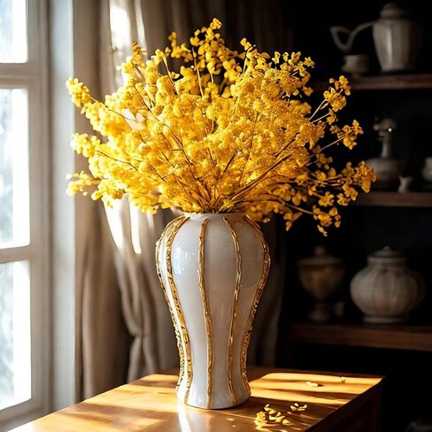 White and Gold Vases for Centerpieces,White Gold Ginger Jars for Home Decor,Large Gold Vases for Kitchen Counter,Vintage Vase with Lid,Birthday Anniversary (18 in) in Saudi Arabia