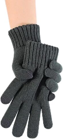 Grey Winter Double-Layer Knit Gloves for Men Women Windproof Touchscreen for Cycling Biking Sporting Driving in Saudi Arabia