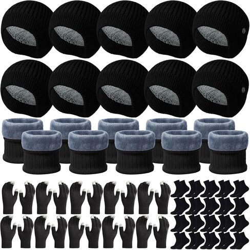 50 Pcs Winter Hats Gloves Set with Warm Socks Bulk for Women Men Homeless Knit Earflap Beanie Caps Scarves in Saudi Arabia