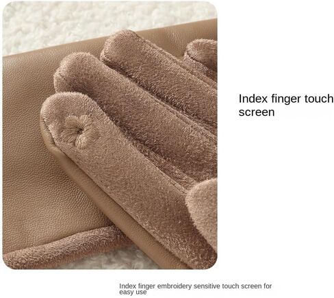 Womens Winter Leather Gloves Pu Suede Double-Layer Fleece Lined Women'S Touchscreen Windproof Fur Opening in Saudi Arabia