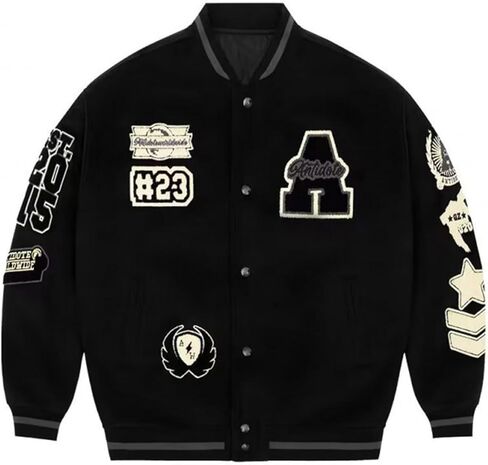 Men's Baseball Jacket Men's Hip Hop Letter Embroidered Fleece Pilot Standing Collar Cardigan Jacket Jacket in Saudi Arabia