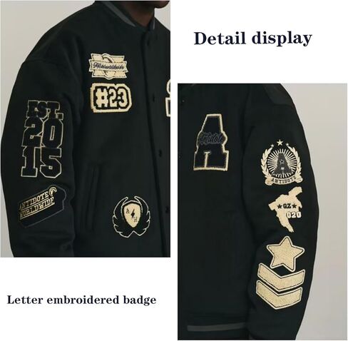 Men's Baseball Jacket Men's Hip Hop Letter Embroidered Fleece Pilot Standing Collar Cardigan Jacket Jacket in Saudi Arabia