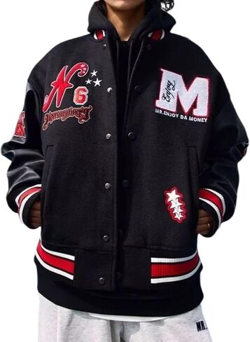 Men's Baseball Jacket Men's Hip Hop Letter Embroidered Fleece Pilot Standing Collar Cardigan Jacket Jacket in Saudi Arabia