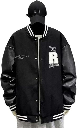 Men's Baseball Jacket Men's Hip Hop Letter Embroidered Fleece Pilot Standing Collar Cardigan Jacket Jacket in Saudi Arabia