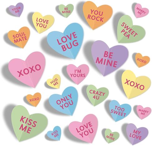 JarThenaAMCS 3D Heart Wall Stickers Valentines Day Wall Decorations 3D Conversation Heart Wall Stickers Waterproof Window Decals for Wedding Anniversary Party Supplies, 48 Pcs, 4 Sizes in Saudi Arabia