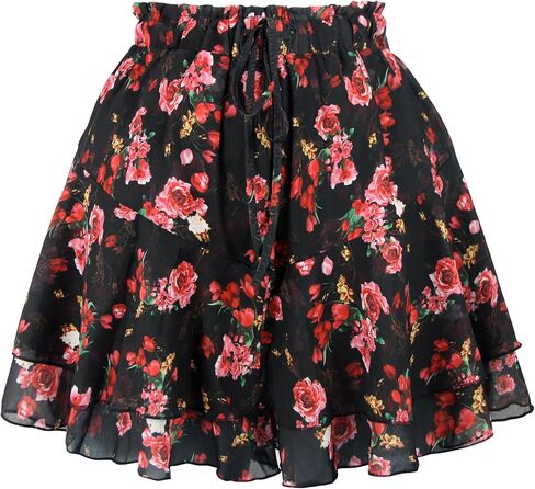 Mini Skirts for Women 2025 Casual Boho Floral Skorts Layered Hem A-Line Tennis Chiffon Shorts in Saudi Arabia