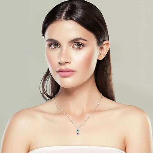 GLAMCARAT الحد الأدنى 925 قلادة من الفضة الاسترليني مع أحجار الميلاد للأمهات مجوهرات شخصية محفورة قلادة للنساء هدية للأم الأخت الابنة الجدة الأسرة مجوهرات قلادة مخصصة in Kuwait