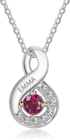 GLAMCARAT الحد الأدنى 925 قلادة من الفضة الاسترليني مع أحجار الميلاد للأمهات مجوهرات شخصية محفورة قلادة للنساء هدية للأم الأخت الابنة الجدة الأسرة مجوهرات قلادة مخصصة in Kuwait