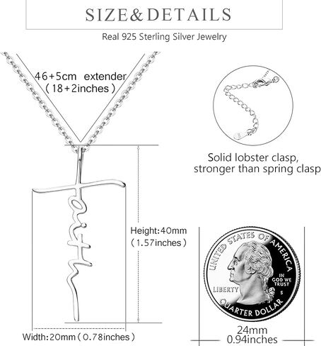 MILACOLATO Faith Necklace for Women 925 Sterling Silver Cross Necklace for Women 18K White Gold Plated Sideways Faith Cross Pendant Necklace Christian Religious Jewelry Gifts for Women Mom Wife Birthday in Saudi Arabia