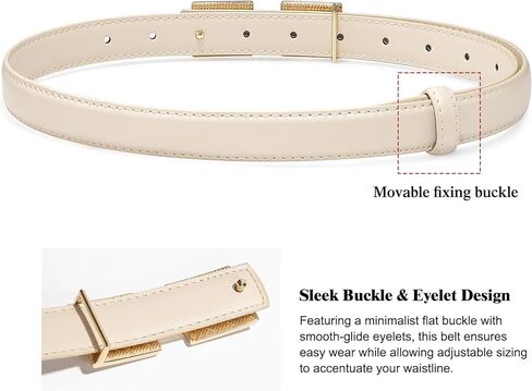 Glamorstar Women Skinny Belts Thin PU Leather Waist Belt with Gold Buckle in Saudi Arabia
