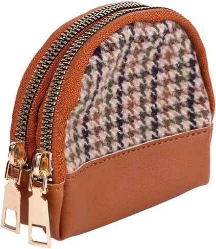 Leather Coin Purse Card Case for Women, Mini Pouch Change Wallet with Zipper,Double Layers Portable Keychain Wallet in Saudi Arabia