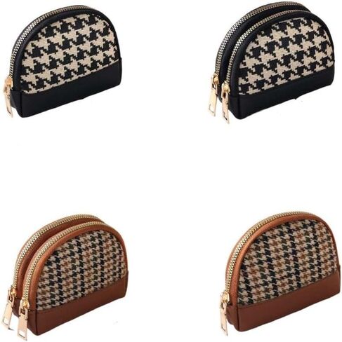 Leather Coin Purse Card Case for Women, Mini Pouch Change Wallet with Zipper,Double Layers Portable Keychain Wallet in Saudi Arabia