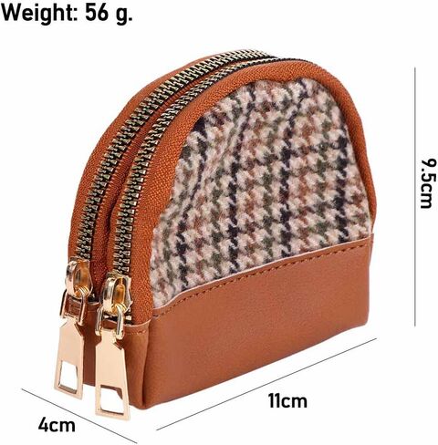 Leather Coin Purse Card Case for Women, Mini Pouch Change Wallet with Zipper,Double Layers Portable Keychain Wallet in Saudi Arabia