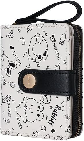 Japanese Style Cat Wallet - Cute Zippered Coin Purse for Women, Compact Card Holder (Green) in Saudi Arabia