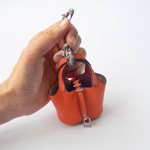 Summer-Ray Handmade Mini Leather Lady Handbag with Lock Pendant and Scarf Accent - Stylish Handbag Accessories in Saudi Arabia
