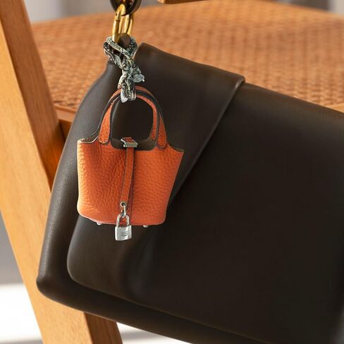 Summer-Ray Handmade Mini Leather Lady Handbag with Lock Pendant and Scarf Accent - Stylish Handbag Accessories in Saudi Arabia