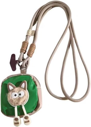 Mini Coin Purse Keychain Charm, Multifunctional Pouch for Keys Coins Earphone Lipstick, Cable Organizer Zipper Pouch, Stylish Cat green Bag Accessories Cat Lover Gifts for Women (Nylon Rope) in Saudi Arabia