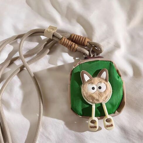 Mini Coin Purse Keychain Charm, Multifunctional Pouch for Keys Coins Earphone Lipstick, Cable Organizer Zipper Pouch, Stylish Cat green Bag Accessories Cat Lover Gifts for Women (Nylon Rope) in Saudi Arabia