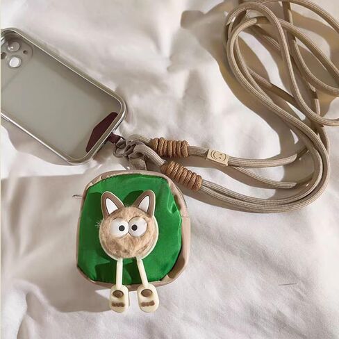 Mini Coin Purse Keychain Charm, Multifunctional Pouch for Keys Coins Earphone Lipstick, Cable Organizer Zipper Pouch, Stylish Cat green Bag Accessories Cat Lover Gifts for Women (Nylon Rope) in Saudi Arabia