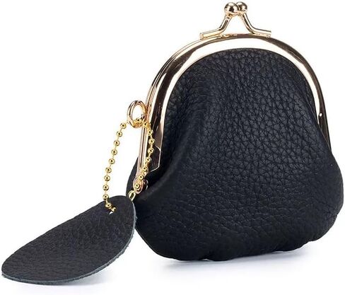 Vintage Metal Buckle Coin Purse Kiss Lock Bag Tiny Convenient Women's Coin Purse Put Earphone Coin (black) in Saudi Arabia