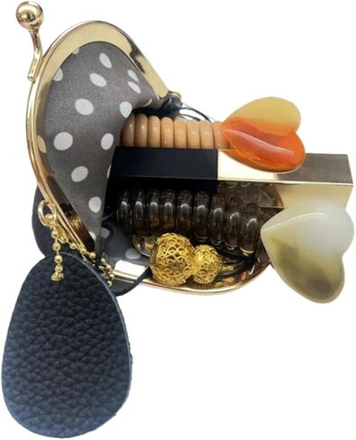 Vintage Metal Buckle Coin Purse Kiss Lock Bag Tiny Convenient Women's Coin Purse Put Earphone Coin (black) in Saudi Arabia