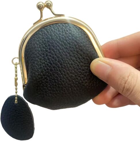 Vintage Metal Buckle Coin Purse Kiss Lock Bag Tiny Convenient Women's Coin Purse Put Earphone Coin (black) in Saudi Arabia