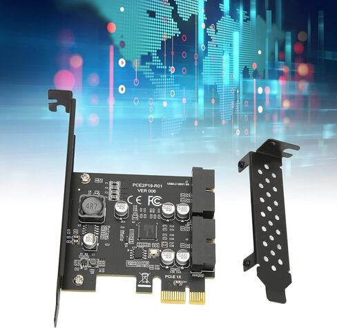 PCIE to USB Expansion Card USB3.2 Front GEN1 Expansion Card, Dual Port 5Gbps High Speed Computer Expansion Card 19Pin Socket Expansion Card Front Panel Connector Riser Card in Saudi Arabia