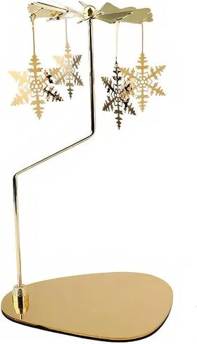 Gold Rotating Candle Holder, Spinning Snowflake Carousel on Metal Tray, Tealight Centerpiece for Home Decor (Snowflake) in Kuwait