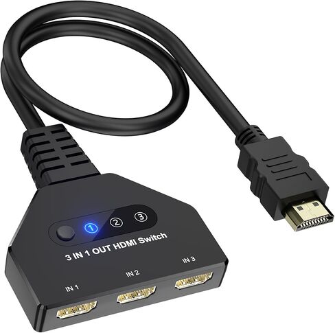 HDMI Switch 3 in 1 Out ، 4K@60Hz HDMI Flitter ، 3 Way HDMI Switcher يدعم HDCP2.2 1080p 3D متوافقًا مع Roku Fire TV Stick HDTV PS4/PS5 Xbox One Chromecast ، المتوافق مع Mac/Win/Linux in Kuwait