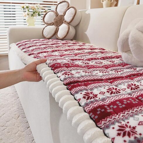 Plush Warm Sofa Cover, Pet Couch Cover for 2-3 Seater Sofas, Sofa Covers for Pet Washable, Non-Slip Christmas Couch Covers for Pets, Dog Couch Protectors for Christams(1PC,Black,27.6"×70.9") in Kuwait