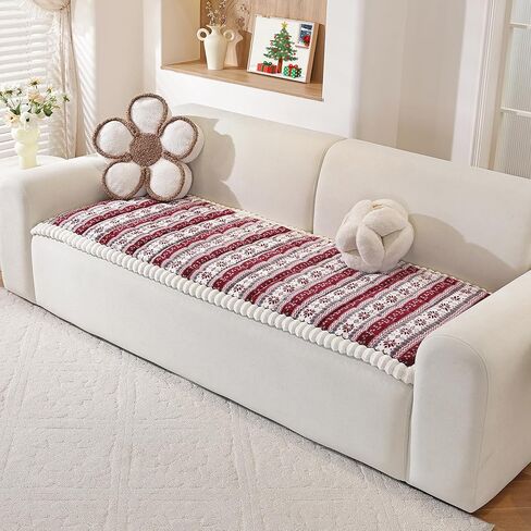 Plush Warm Sofa Cover, Pet Couch Cover for 2-3 Seater Sofas, Sofa Covers for Pet Washable, Non-Slip Christmas Couch Covers for Pets, Dog Couch Protectors for Christams(1PC,Black,27.6"×70.9") in Kuwait