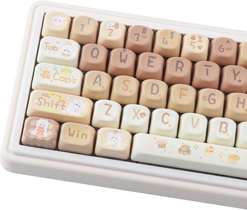 Tsungup PBT MOA Profile Keycaps,151 Keys Cute Daydreamer Custom Keycaps 60 75 Percent, Dye-Sub Grey White Keycap Set Key Caps Keyboards for Cherry Gateron MX Swithes Mechanical Keyboards in Kuwait