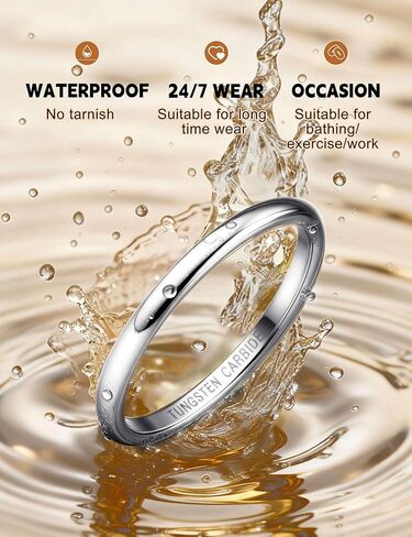 Tungary 2mm 4mm 6mm 8mm Tungsten Carbide Wedding Band Rings for Women Men Silver Plated Domed High Polish Stackable Rings Engagement Statement Promise Wedding Band Ring Comfort Fit 6-12 Not Tarnished in Saudi Arabia