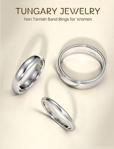 Tungary 2mm 4mm 6mm 8mm Tungsten Carbide Wedding Band Rings for Women Men Silver Plated Domed High Polish Stackable Rings Engagement Statement Promise Wedding Band Ring Comfort Fit 6-12 Not Tarnished in Saudi Arabia