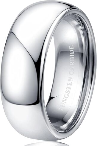 Tungary 2mm 4mm 6mm 8mm Tungsten Carbide Wedding Band Rings for Women Men Silver Plated Domed High Polish Stackable Rings Engagement Statement Promise Wedding Band Ring Comfort Fit 6-12 Not Tarnished in Saudi Arabia